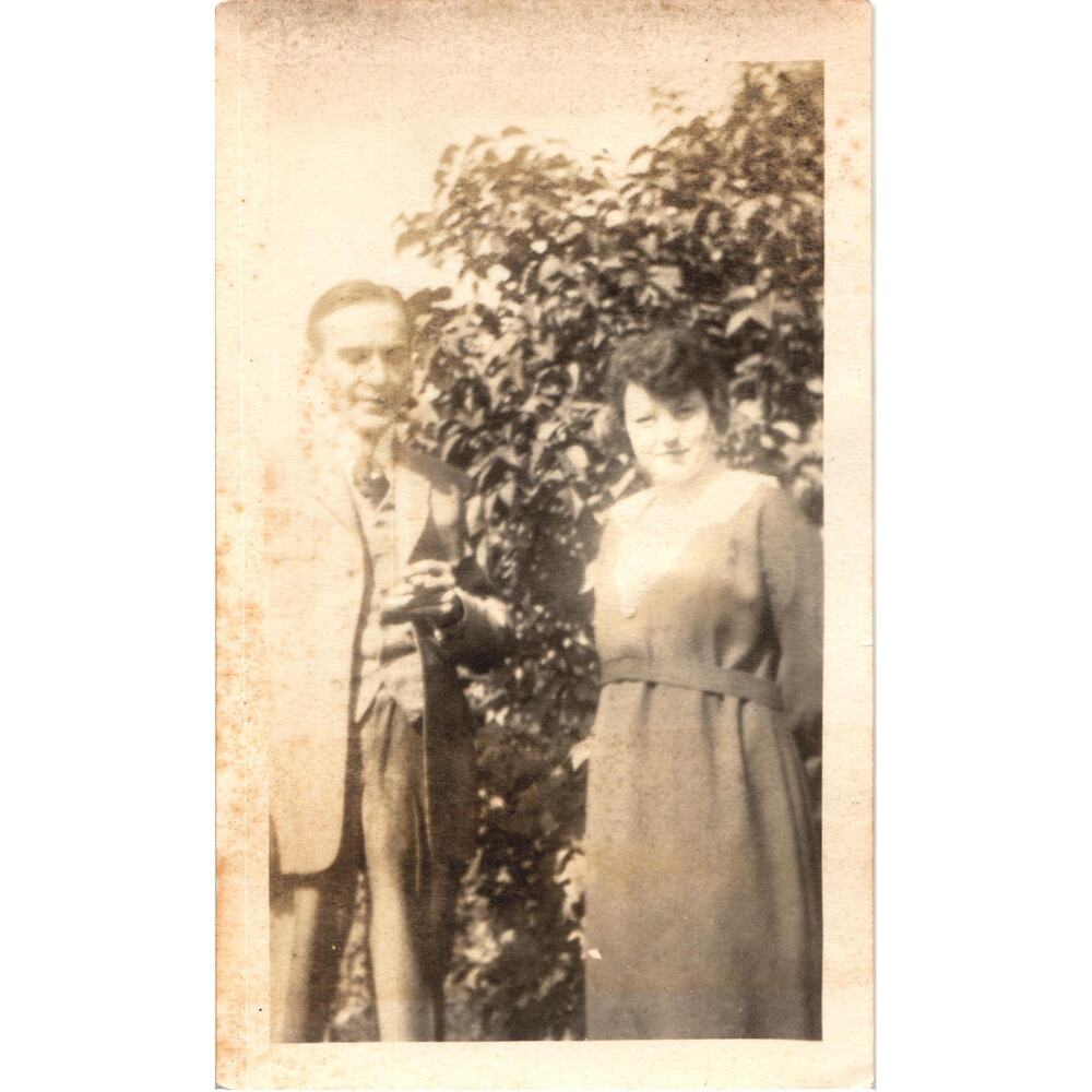 Vintage Sepia‎ Photo Man And Woman Outdoors Early 1900s Snapshot